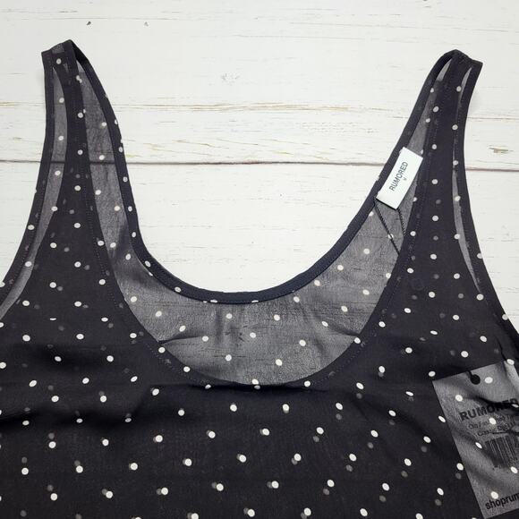 Rumored Old Fashioned Tank Top Classic Dot Black White Sheer Pola Dot Medium - Picture 4 of 7